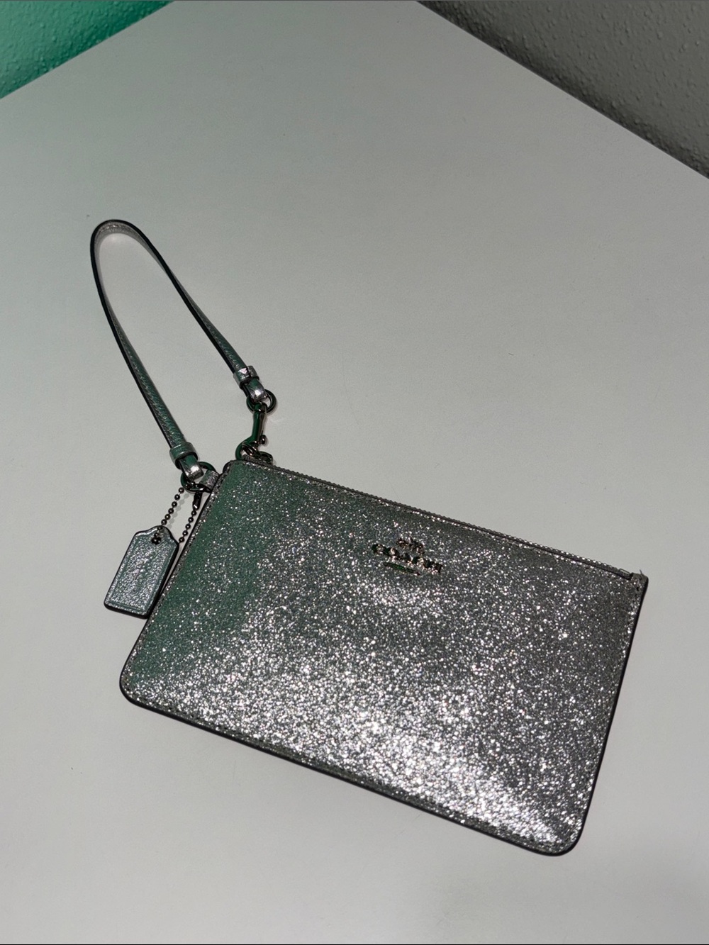 Coach Silver Glitter Wristlet